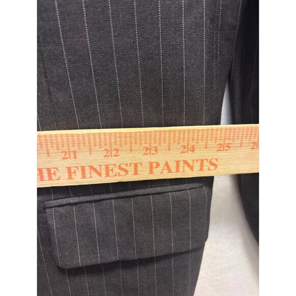 Mens Gray Pinstripe Suit Jacket Two-Button Classic Fit Formal Wear - Picture 11 of 15